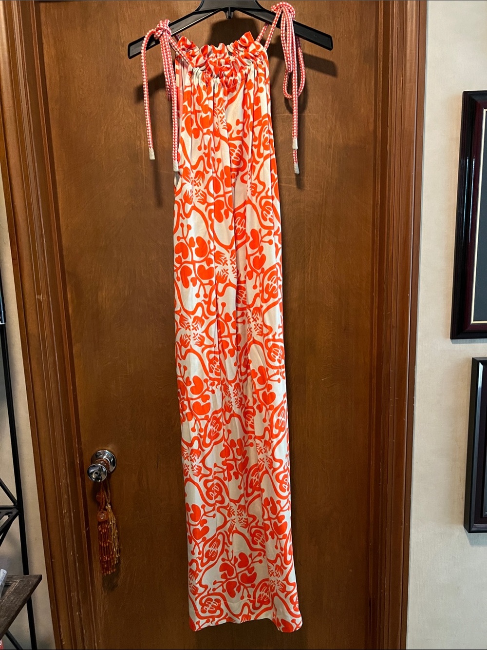 Sleeveless Orange & Cream Floral Maxi Dress